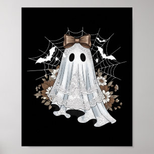 Lace Ghost Shirt Cute Floral Webs Spooky October F Poster
