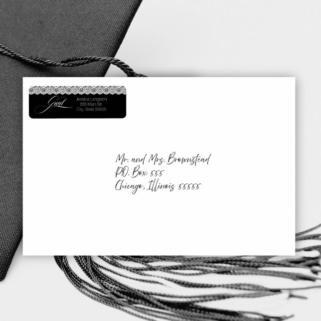 Lace Graduation Return Address Labels (Creator Uploaded)