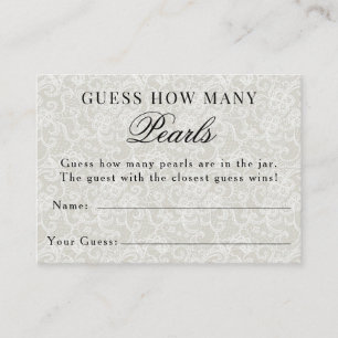 Lace Guess How Many Pearls Bridal Shower Game Enclosure Card