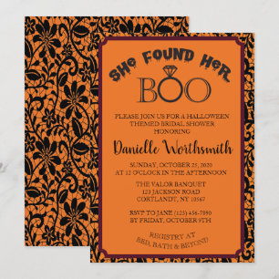 Lace Halloween She Found Her Boo Bridal Shower Invitation