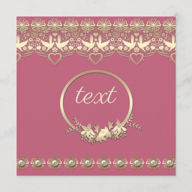 Lace lacy frame golden romantic customizable text advice card (Front)