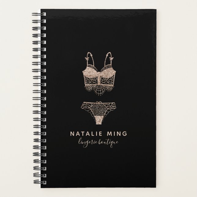 Lace Lingerie Boutique Logo Business Planner (Front)