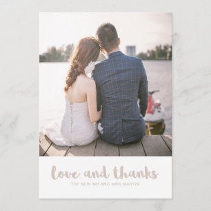 Lace Look Wedding Love and Thanks Photo Thank You Card