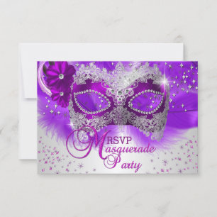 Lace Mask Purple Silver Masquerade RSVP