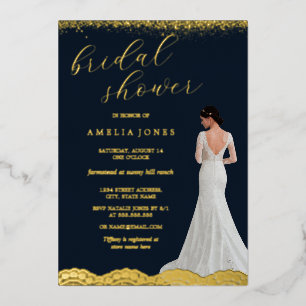 Lace Navy Gold Bride Dress Bridal Shower  
