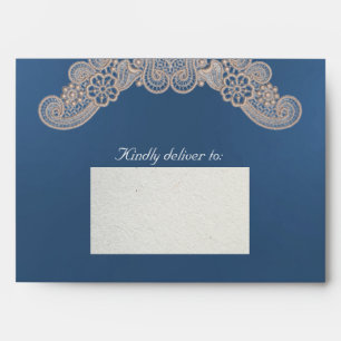 Lace on Blue Wedding Envelope