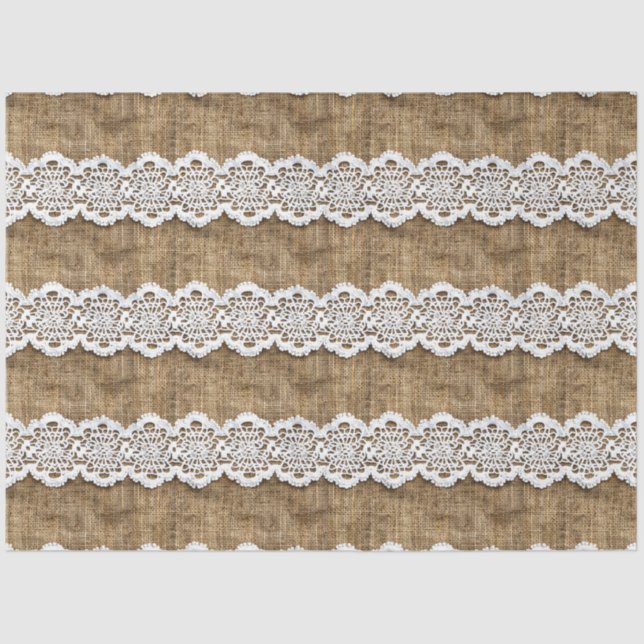 Lace on Burlap Pattern Furniture Decoupage Tissue Paper (Front)
