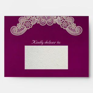 Lace on Plum Wedding Envelope