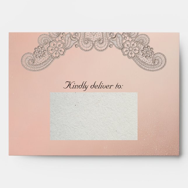 Lace on Rose Gold Wedding Envelope (Front)