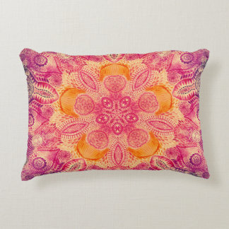 Lace Ornament Mandala: Round Watercolor Design Accent Pillow