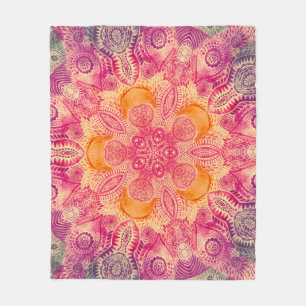 Lace Ornament Mandala: Round Watercolor Design Fleece Blanket