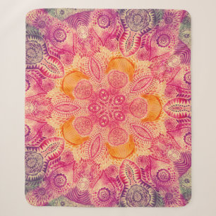 Lace Ornament Mandala: Round Watercolor Design Sherpa Blanket