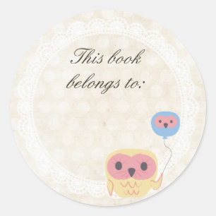 Lace Owl Ce Livre Appartient Au Nom Sticker