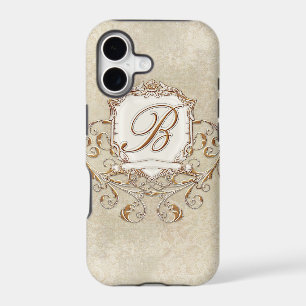 Lace Parchment Baroque Swirl Monogrammed Initial B
