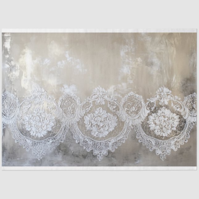 Lace Patina, textured Beige Background Tissue Paper (Front)