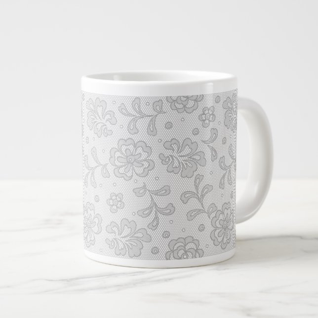 Lace pattern, flower vintage 1 large coffee mug (Front Right)