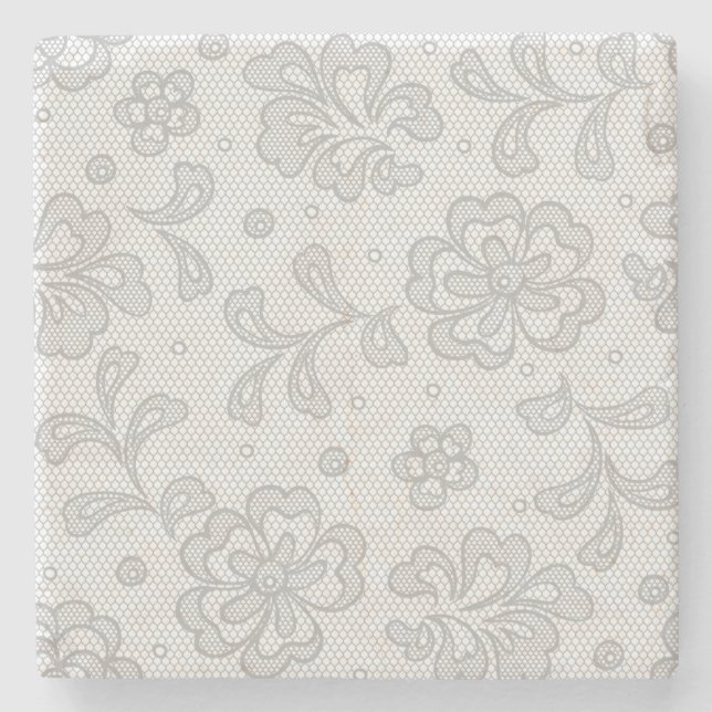 Lace pattern, flower vintage 1 stone coaster (Front)