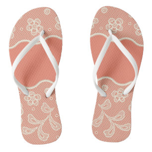Lace pattern, flower vintage 4 flip flops