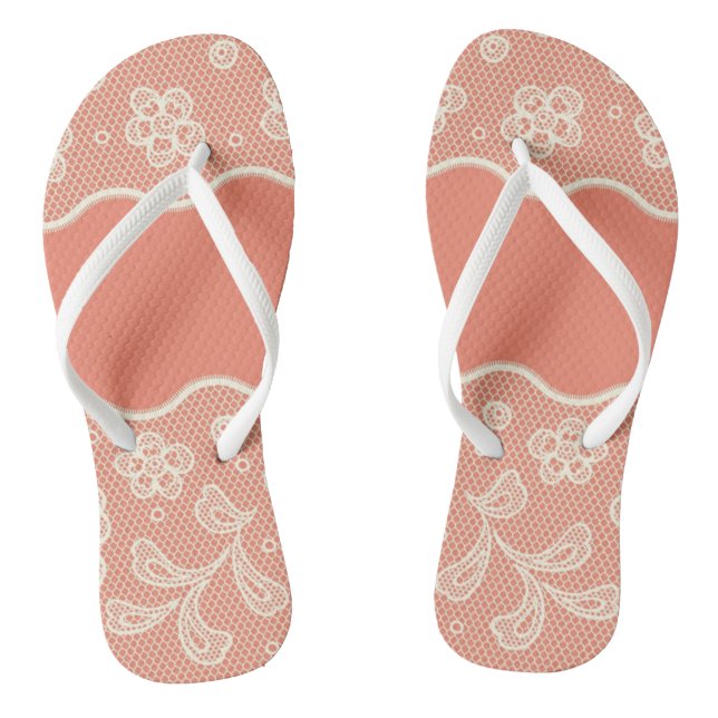 Lace pattern, flower vintage 4 flip flops (Footbed)