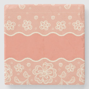 Lace pattern, flower vintage 4 stone coaster