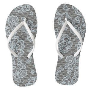 Lace pattern, flower vintage 6 flip flops