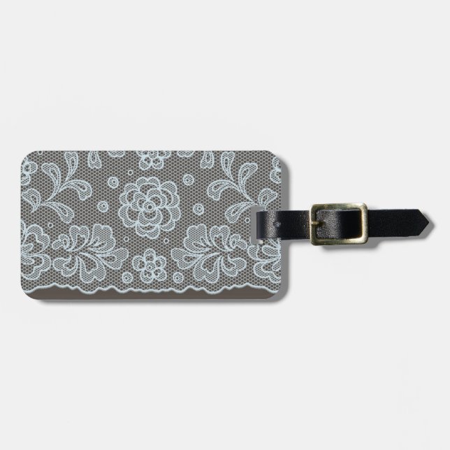 Lace pattern, flower vintage 6 luggage tag (Front Horizontal)