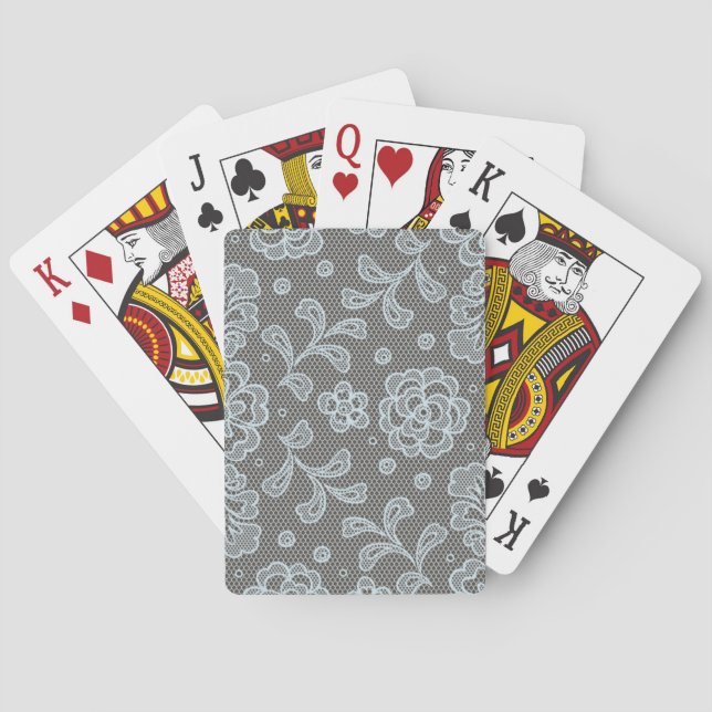 Lace pattern, flower vintage 6 playing cards (Back)