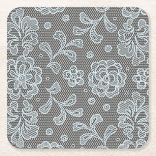 Lace pattern, flower vintage 6 square paper coaster