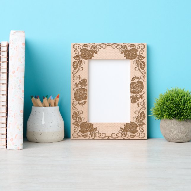 Lace Pattern Roses Portrait Size Etched Frames (Front)