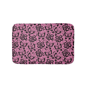 lace pattern with butterflies bath mat