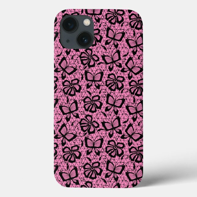 lace pattern with butterflies Case-Mate iPhone case (Back)