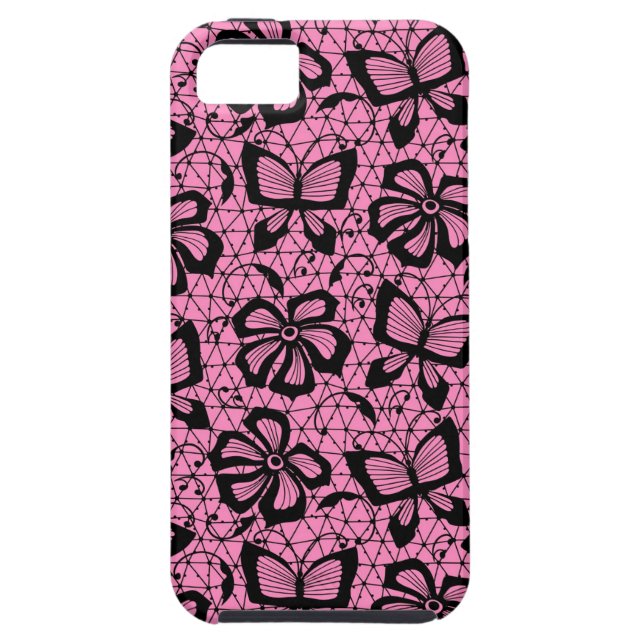 lace pattern with butterflies Case-Mate iPhone case (Back)
