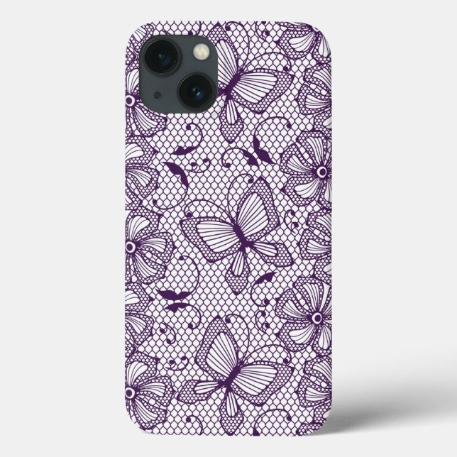 Lace pattern with butterflies Case-Mate iPhone case (Back)