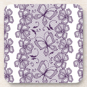 Lace pattern with butterflies coaster