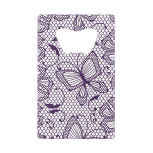 Lace pattern with butterflies credit card bottle opener