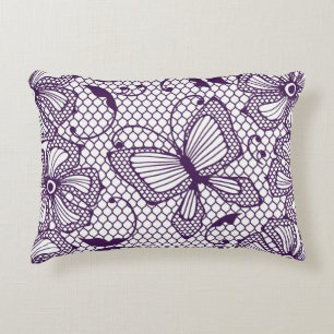 Lace pattern with butterflies decorative pillow