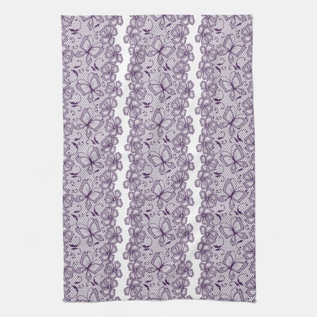Lace pattern with butterflies kitchen towel (Vertical)