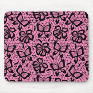 lace pattern with butterflies mouse pad