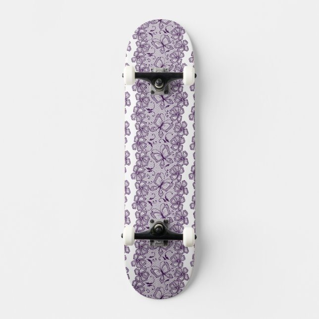 Lace pattern with butterflies skateboard (Front)