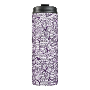 Lace pattern with butterflies thermal tumbler