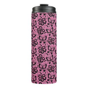 lace pattern with butterflies thermal tumbler