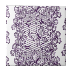 Lace pattern with butterflies tile