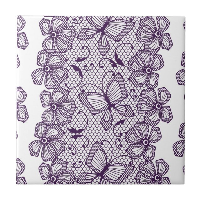 Lace pattern with butterflies tile (Front)