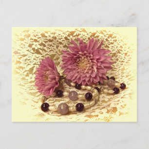 Lace, Pearls and Mums Postcard
