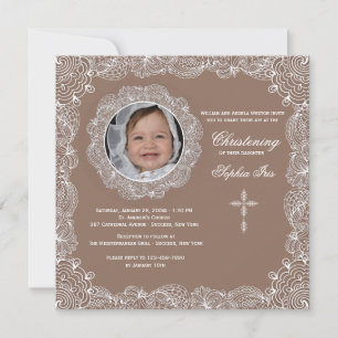 Lace Photo Frame White Invitation