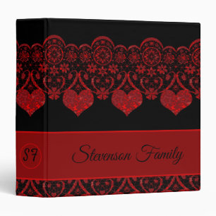 Lace photobook , red lace , red and black binder