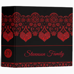 Lace photobook , red lace , red and black binder