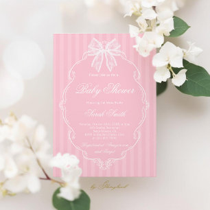 Lace Pink Baby Shower Girl Invitation