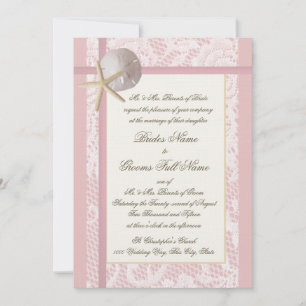 Lace Pink Beach Wedding Invitation