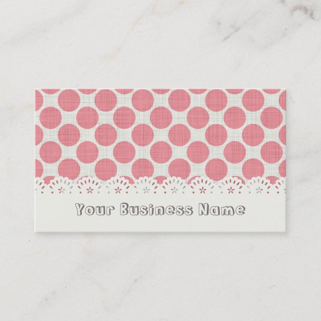 Lace & Pink Dot Business Card (Front)